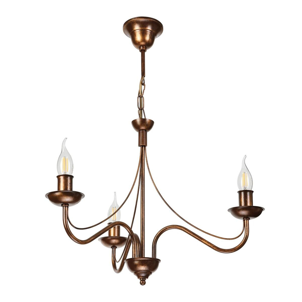 Lamkur Pendelleuchte braun Stahl B/H/L: ca. 53x71x53 cm E14 3 Brennstellen