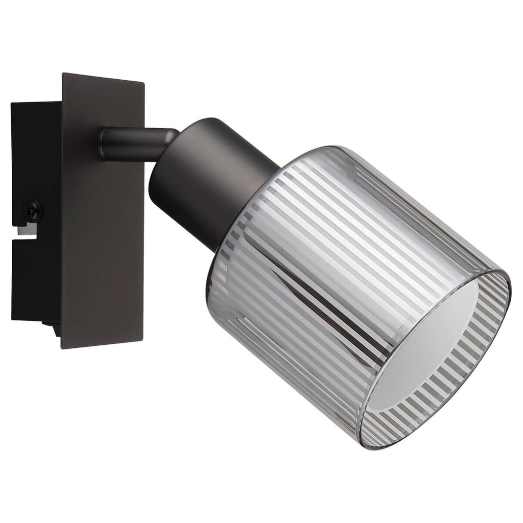 GLOBO Strahler schwarz Chrom Glas Metall B/H/L: ca. 10x14x13 cm E14 1 Brennstellen