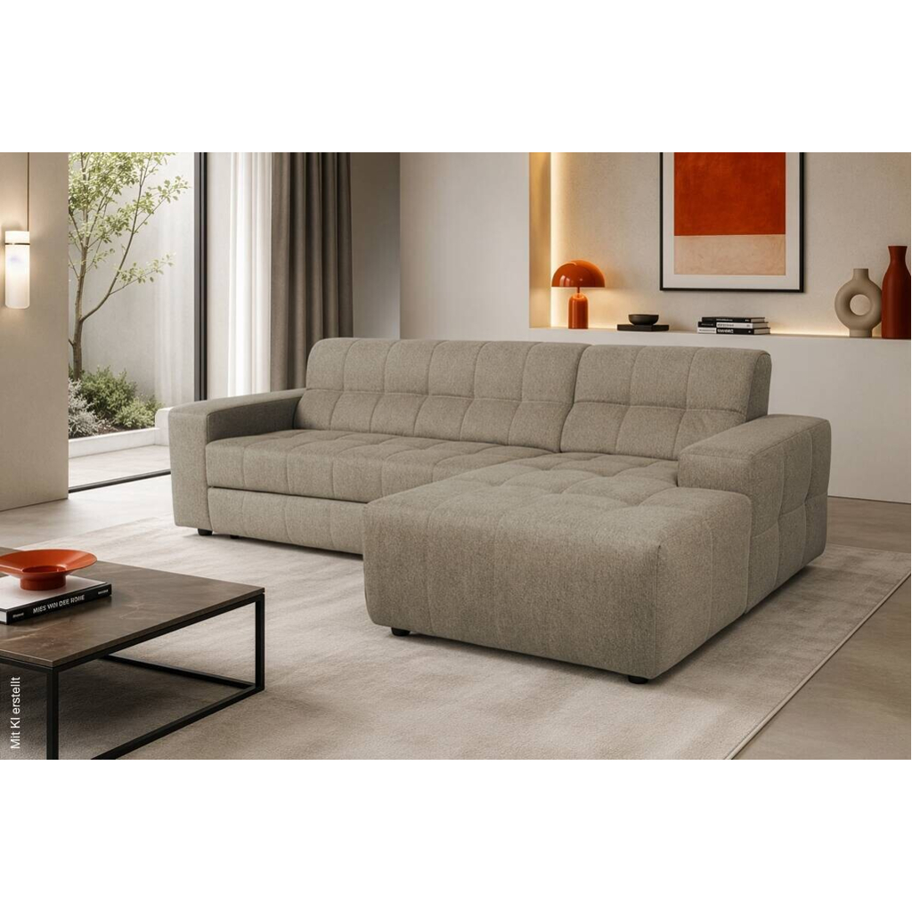 Ecksofa mit Bettfunktion graubraun Flachgewebe B/H/T: ca. 267x93x163 cm