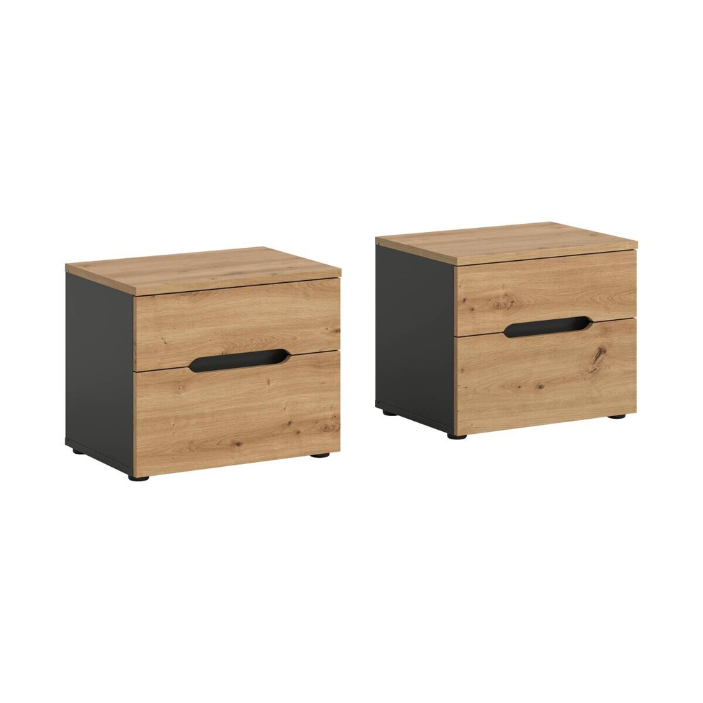 Nachtkonsolen CANU, 2er-Set basaltgrau Artisan Nachbildung B/H/T: ca. 50x42x37 cm