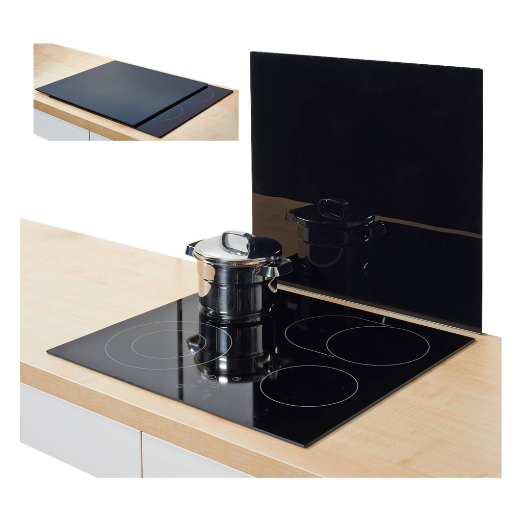 Zeller Herdblende-/Abdeckplatte schwarz Glas B/H/L: ca. 50x0,8x56 cm 598658004