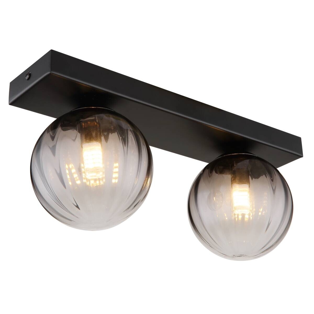 GLOBO Wandleuchte klar schwarz Metall B/H/T: ca. 12x15x35 cm 2 Brennstellen