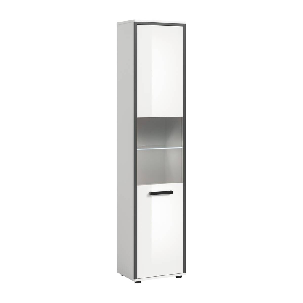 Midischrank KOJAK weiß Hochglanz anthrazit grau B/H/T: ca. 40x188x34 cm