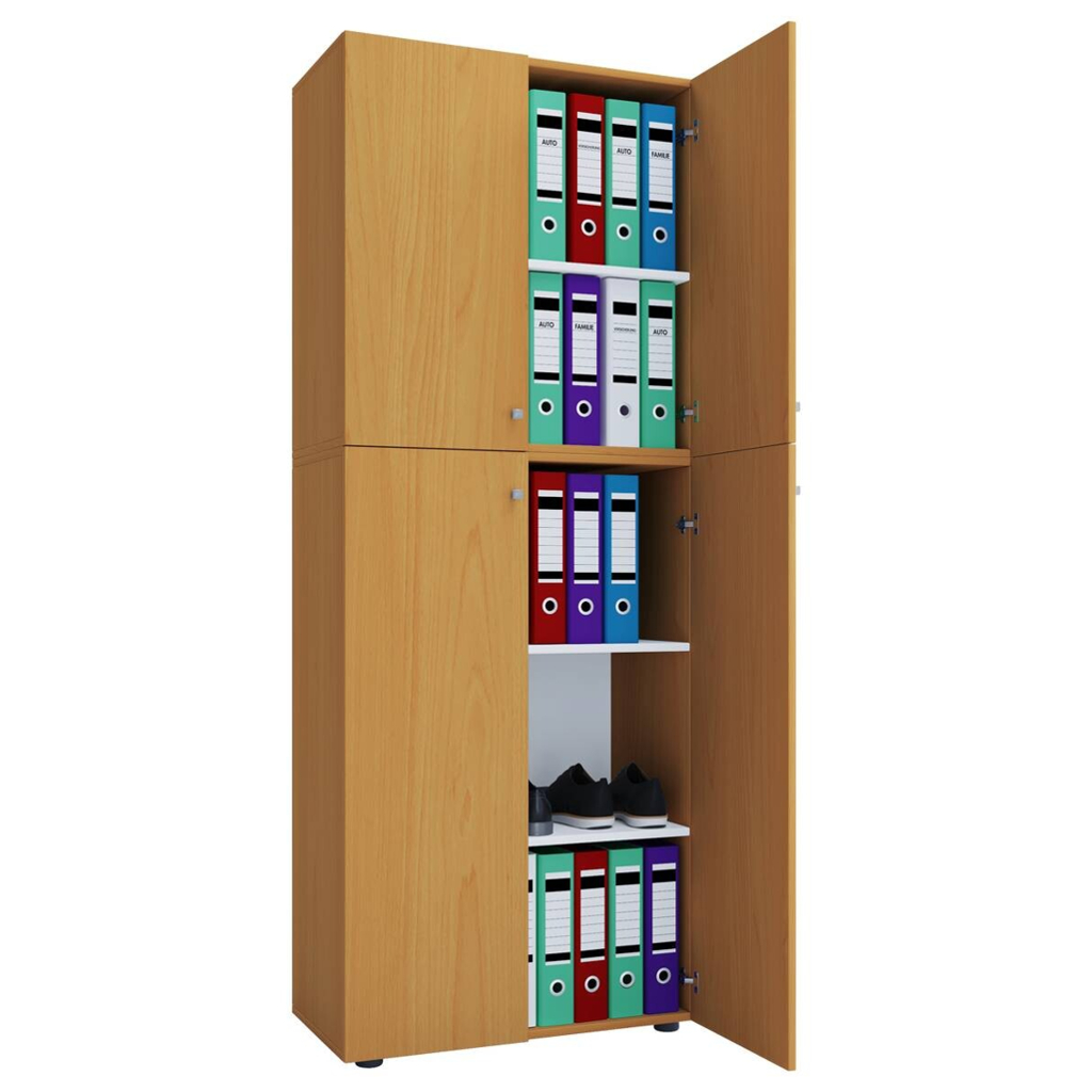 Büroschrank Lona XXL buche Nachbildung weiß B/H/T: ca. 70x183x39 cm