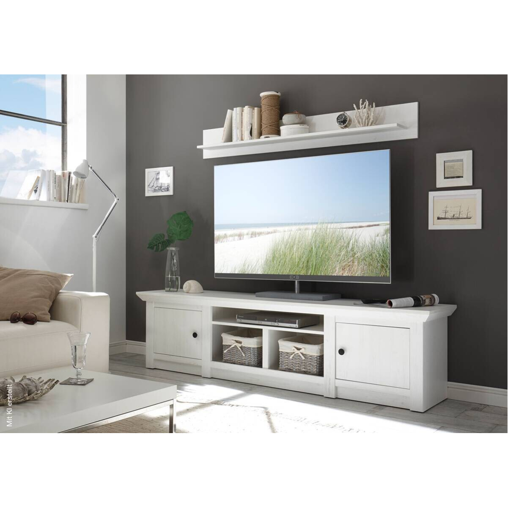 TV-Lowboard Westerland weiß Pinie Nachbildung B/H/T: ca. 194x51x45 cm