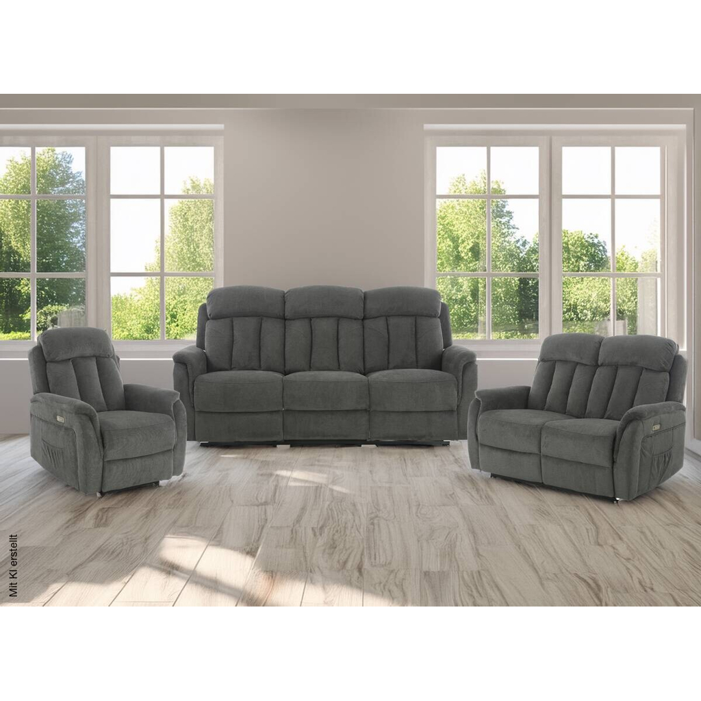 Sofa FM-3216-3P grau Microfaser B/H/T: ca. 200x100x95 cm