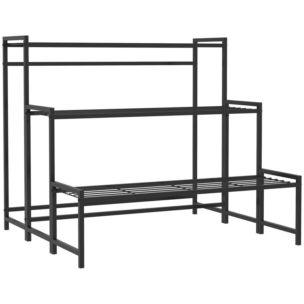 Outsunny Pflanzenständer schwarz Metall B/H/L: ca. 70x66x75 cm