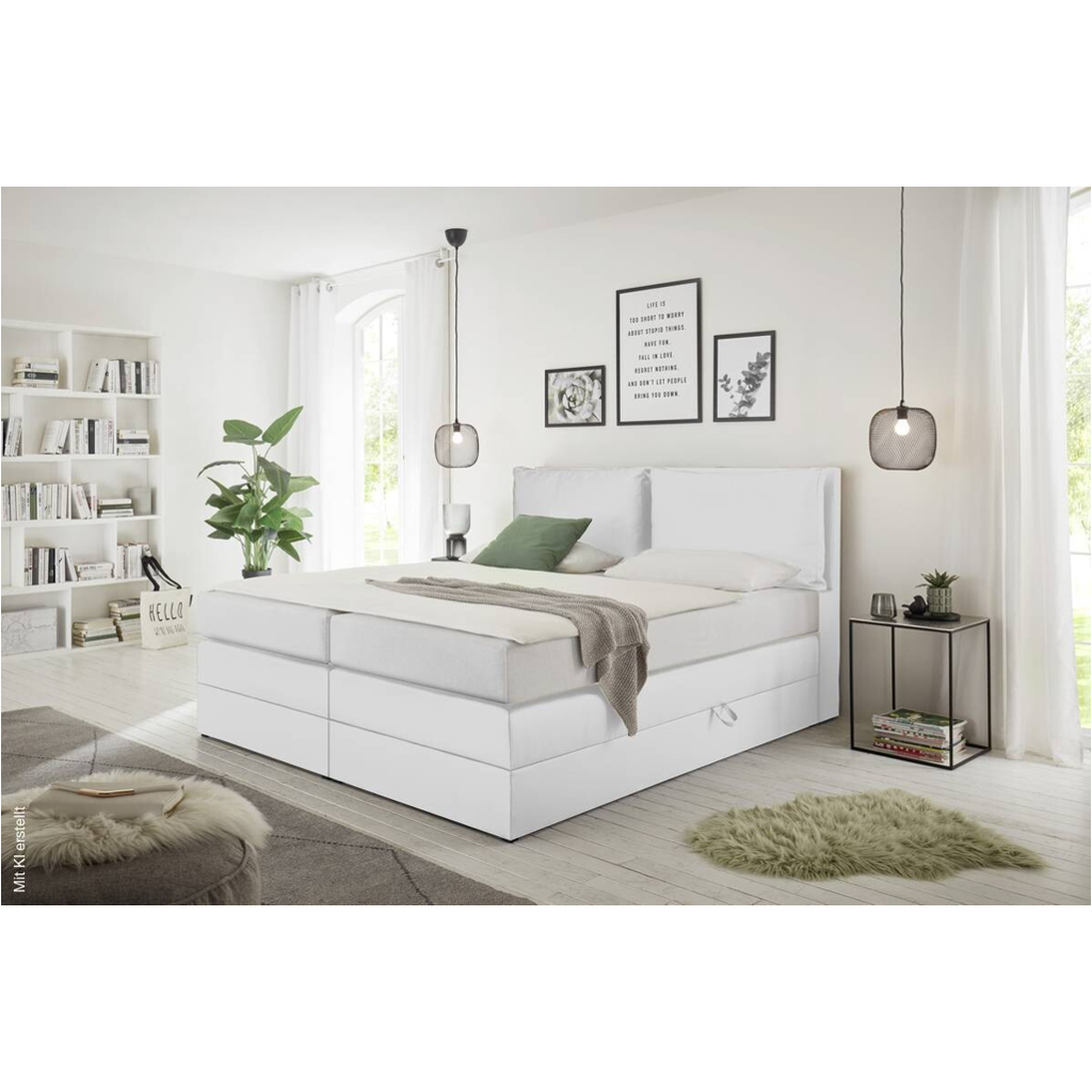 Boxspringbett Lissy weiß Kunstleder Liegefläche B/L: ca. 160x200 cm
