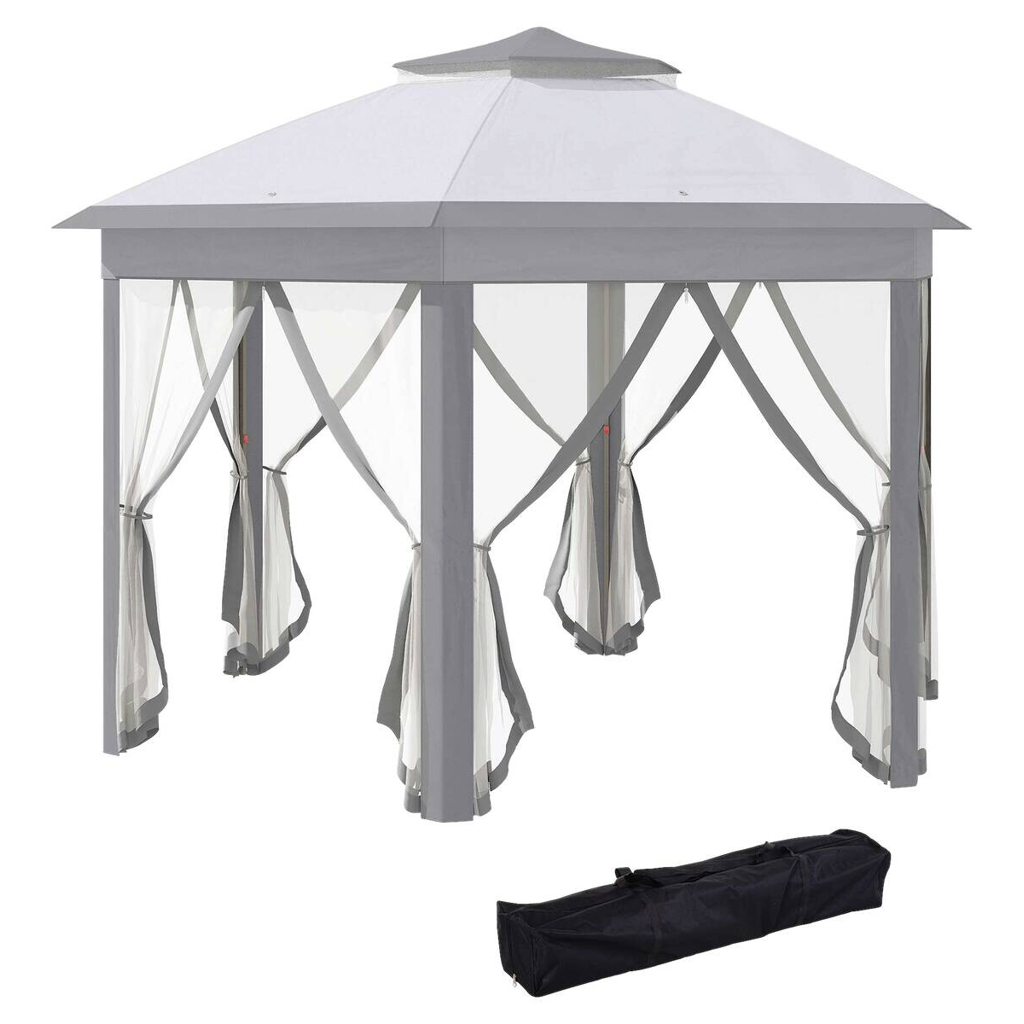 Outsunny Pavillon grau Polyester B/H/L: ca. 405x405x285 cm