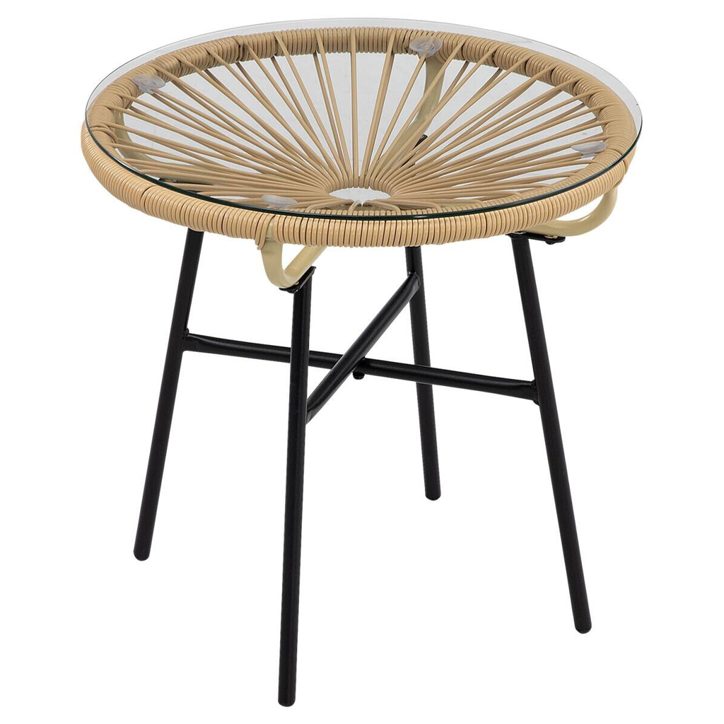 Outsunny Beistelltisch beige Eisen B/H/L: ca. 50x50x50 cm