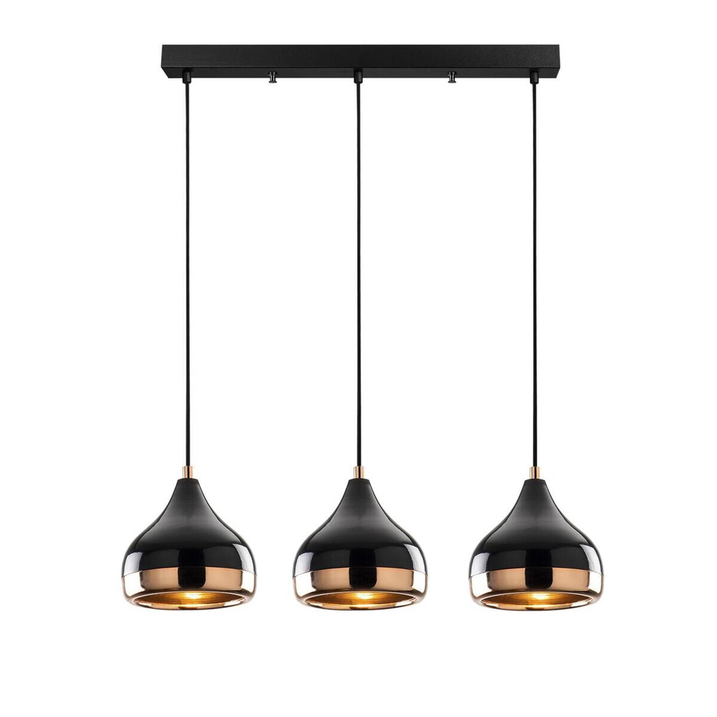 Opviq Pendelleuchte Yildo schwarz Kupfer Metall B/H/T/L/D: ca. 17x111x17x67x17 cm E27 3 Brennstellen