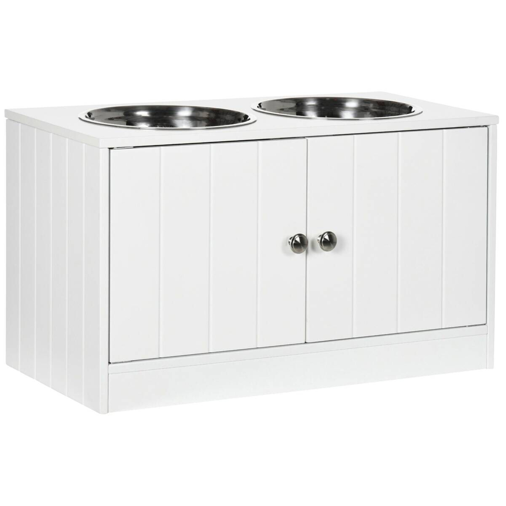 PawHut Futterstation weiß MDF B/H/L: ca. 30x35,5x60 cm