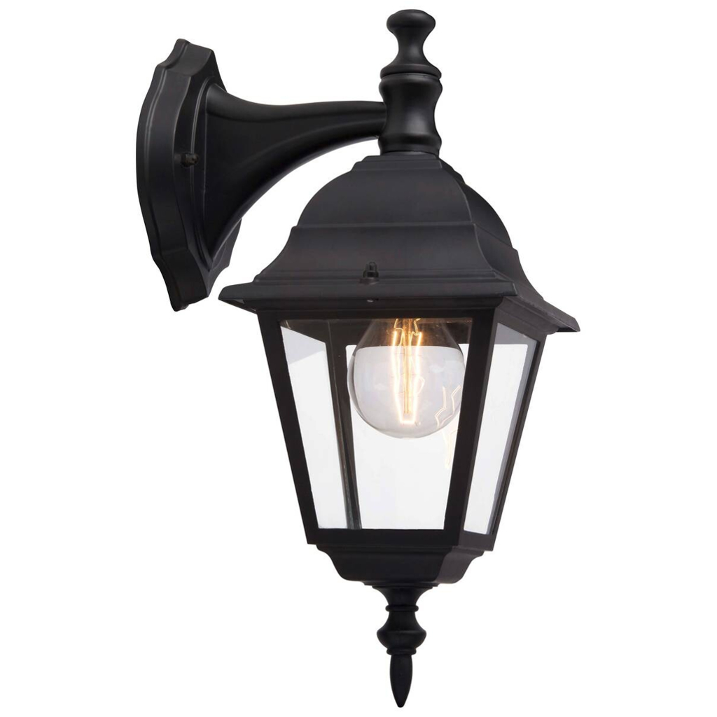 Brilliant Wandleuchte Newport 44282/06 schwarz klar Metall Glas B/H/T: ca. 14,5x34x19,5 cm E27 1 Brennstellen