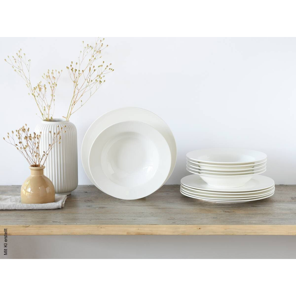 CreaTable Tafelservice Fleur Royal cremeweiß Porzellan 12 tlg.