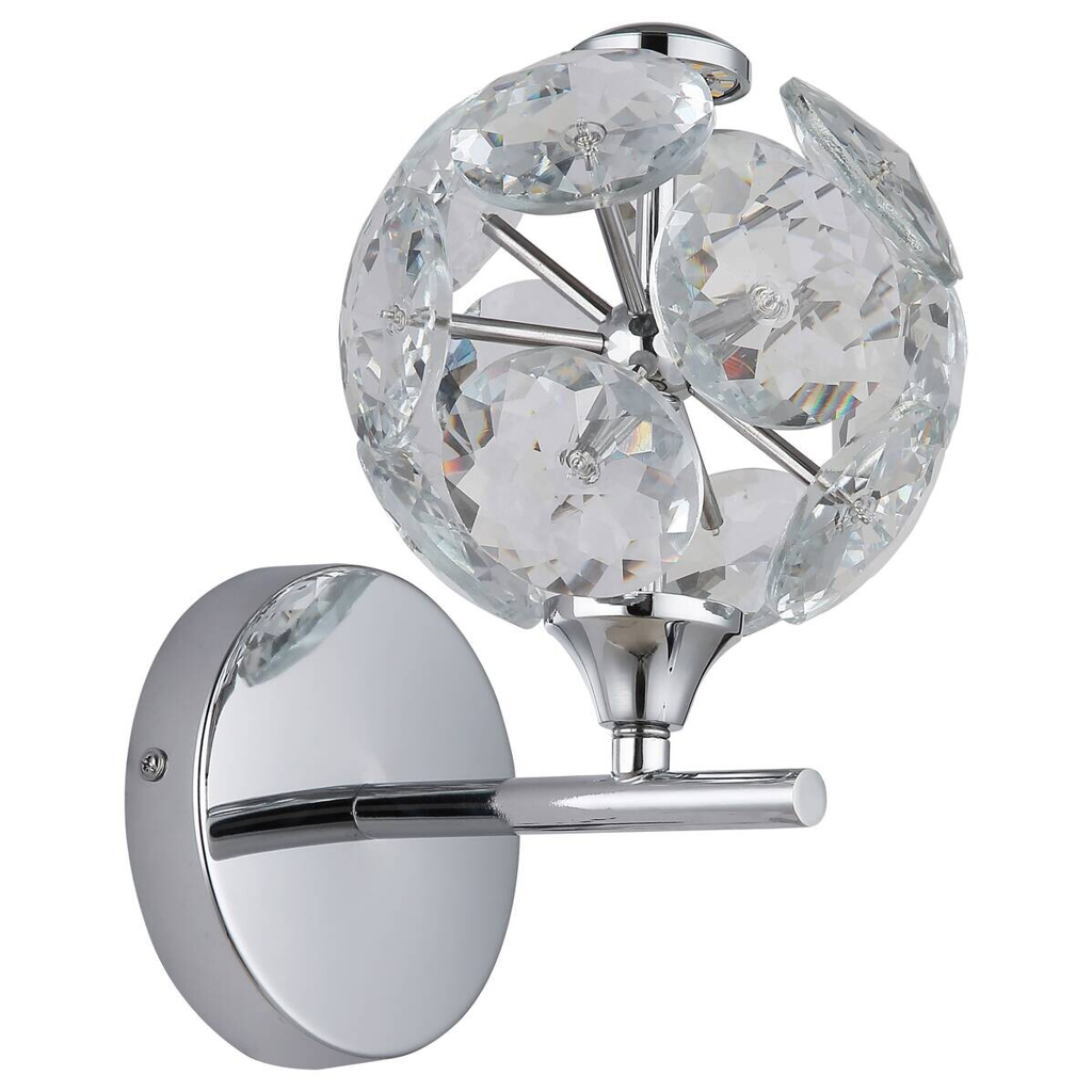 GLOBO Wandleuchte Chrom klar Metall Glas H: ca. 24 cm 1 Brennstellen