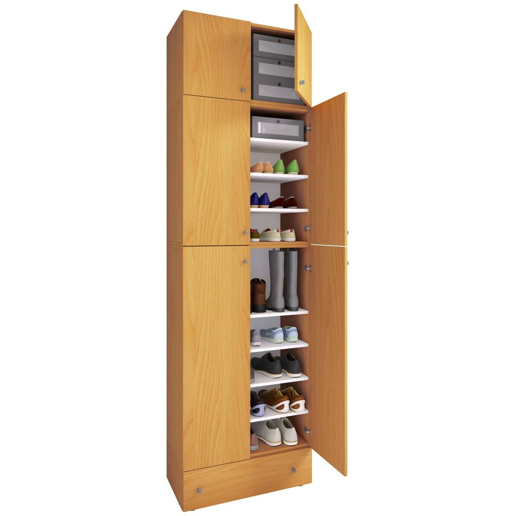 Schuhschrank Lona buche Nachbildung weiß B/H/T: ca. 70x240x39 cm