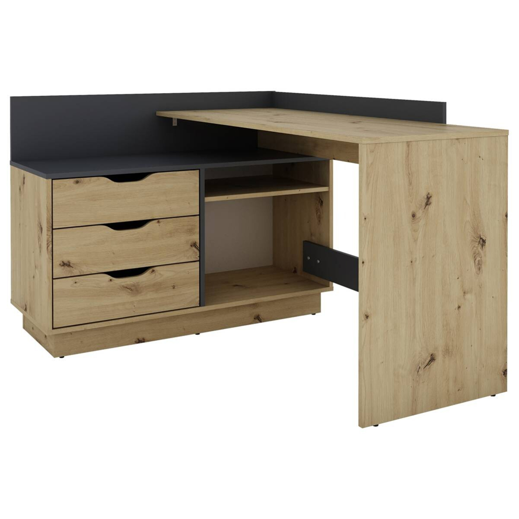 Winkelschreibtisch BELFAST anthrazit Eiche Nachbildung B/H/T: ca. 129x83,5x105 cm