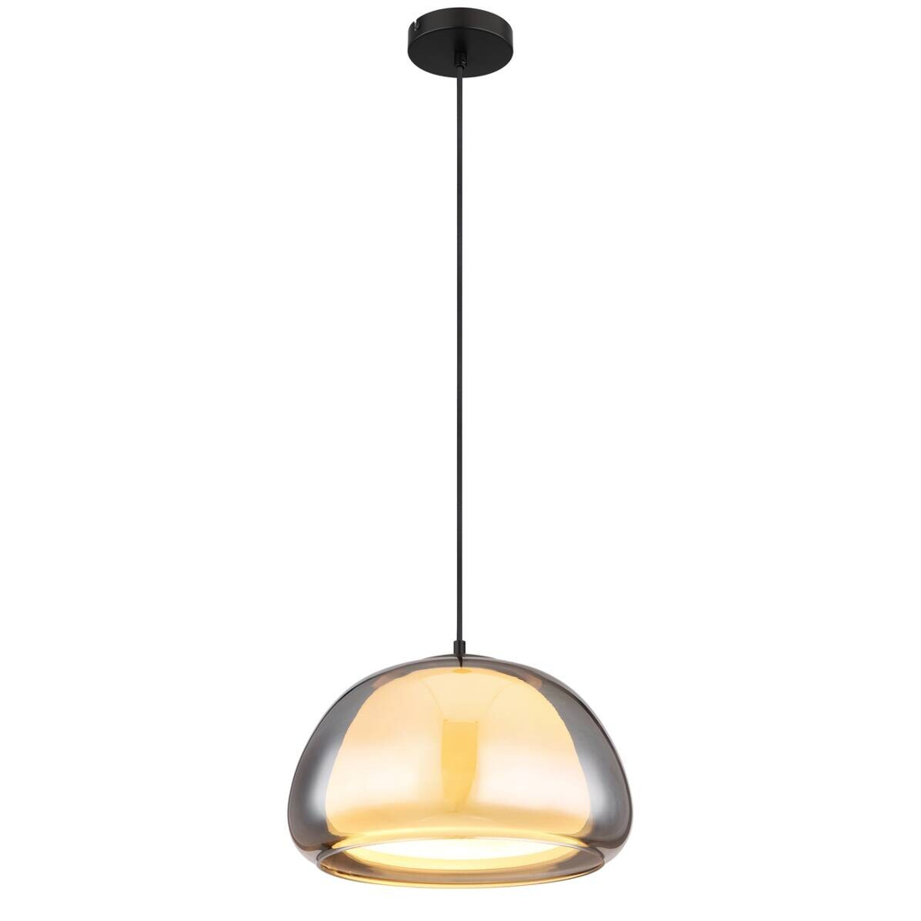 GLOBO Pendelleuchte schwarz Rauch Glas Metall H/D: ca. 120x40 cm E27 1 Brennstellen