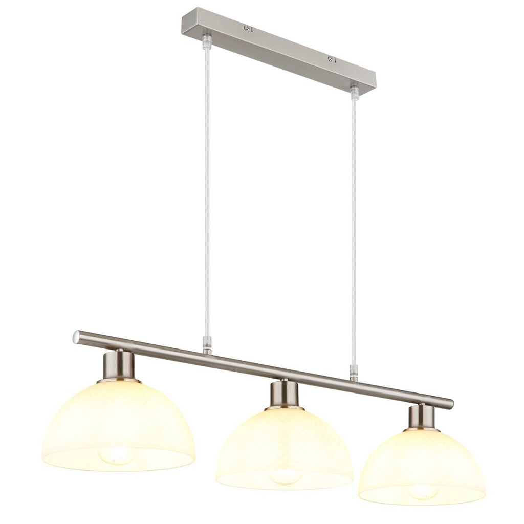 GLOBO Pendelleuchte Opal nickel Metall Glas PVC B/H/L: ca. 20x120x77 cm E27 3 Brennstellen
