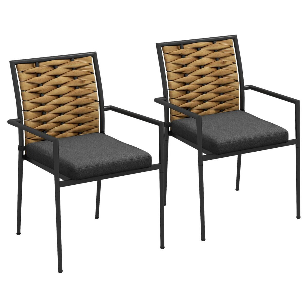Outsunny Gartenstuhl schwarz Edelstahl B/H/L: ca. 58x57x87 cm