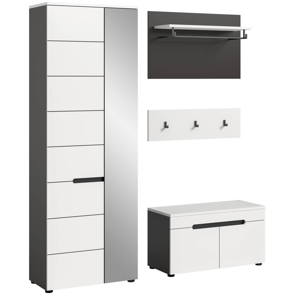Garderobe Canu basaltgrau Nachbildung weiß B/H/T: ca. 160x190x37 cm