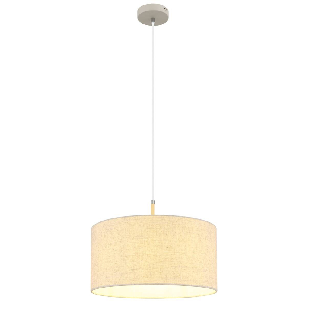 Pendelleuchte sand Metall Textil H/D: ca. 120x40 cm E27 1 Brennstellen