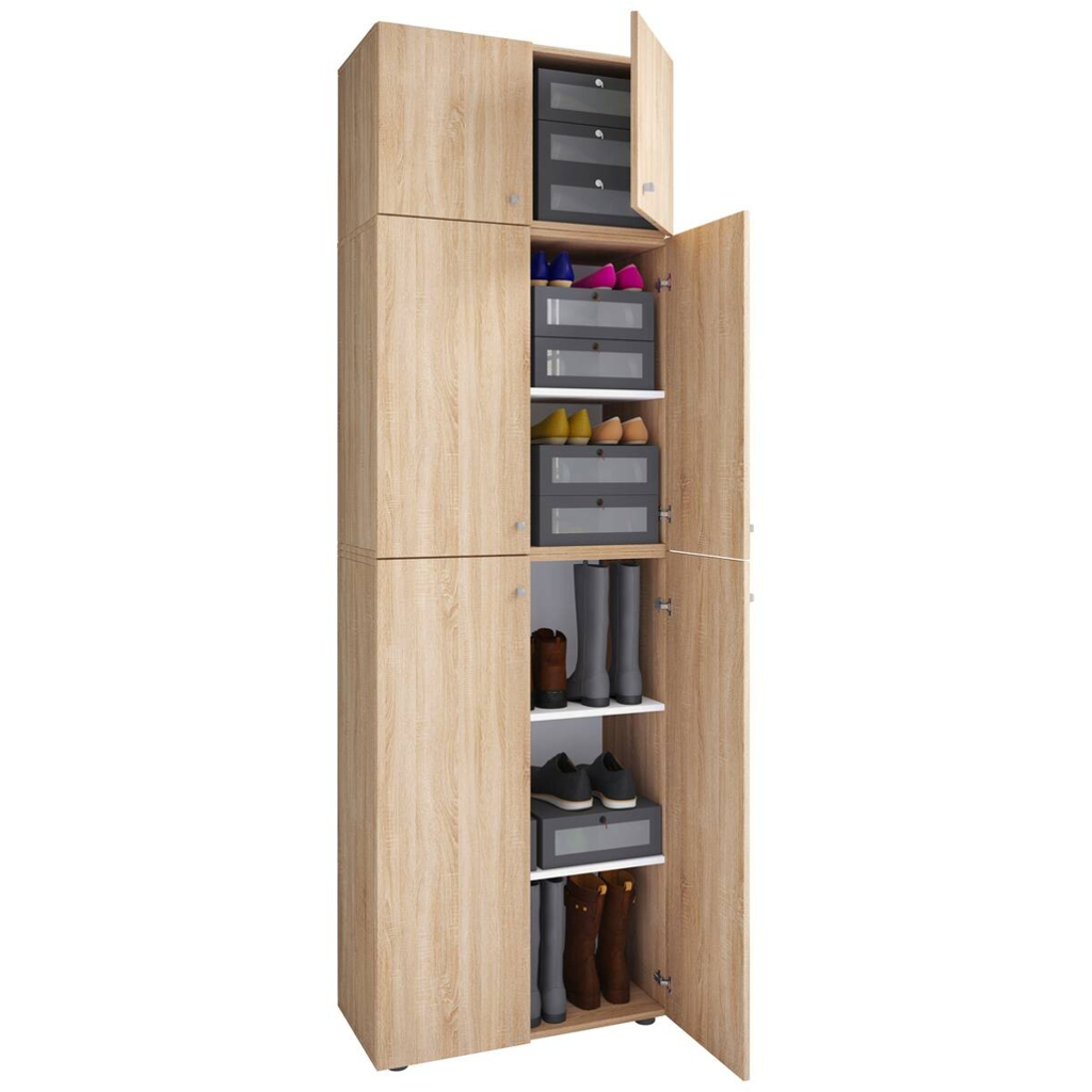 Schuhschrank Lona Eiche Sonoma Nachbildung weiß B/H/T: ca. 70x223x39 cm