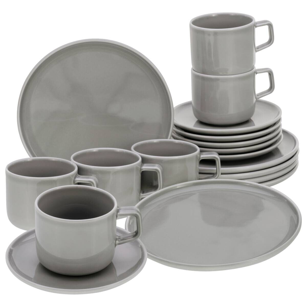 CreaTable Kaffeeservice Chef Collection grau Porzellan 18 tlg.