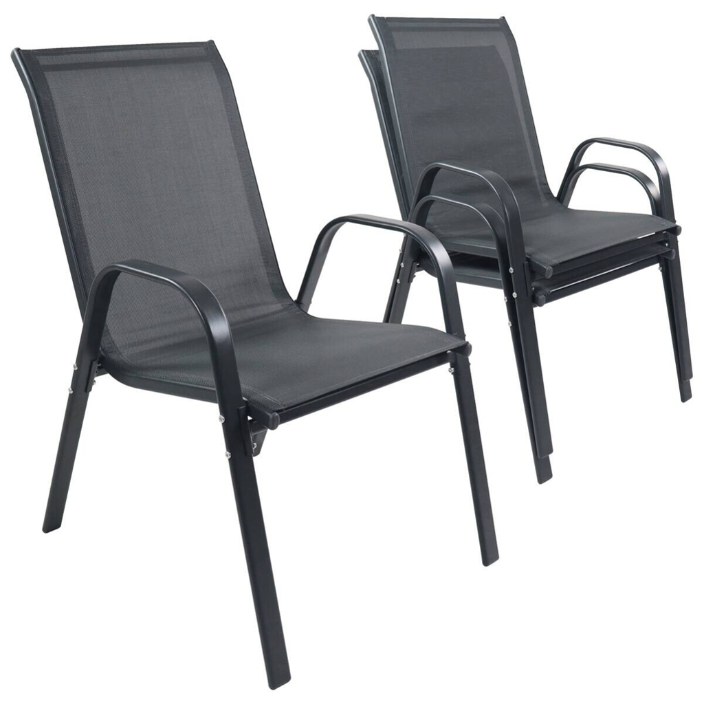 VCM Gartenstuhl 2er Set anthrazit Textilene B/H/L: ca. 56x89x73 cm