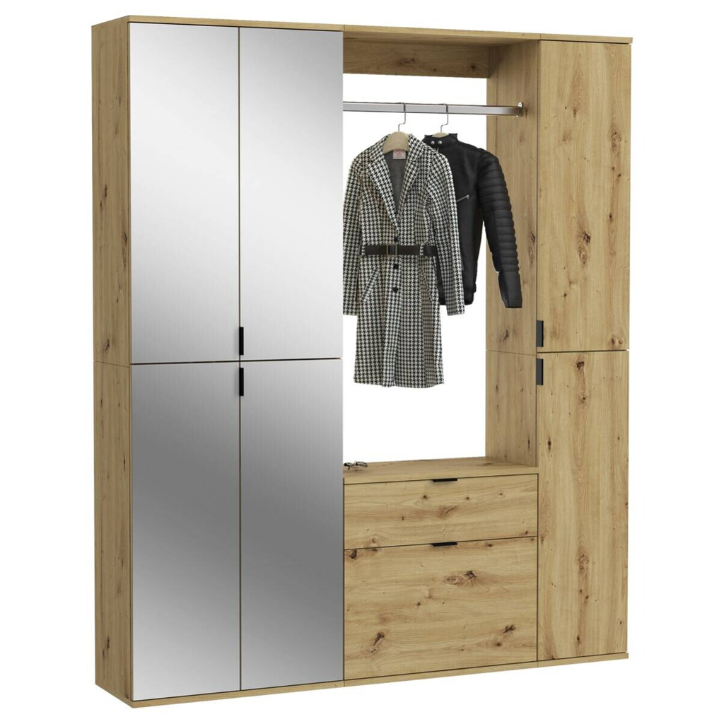 Garderobe PROJEKT Eiche Artisan Nachbildung Spiegel B/H/T: ca. 152x193x34 cm
