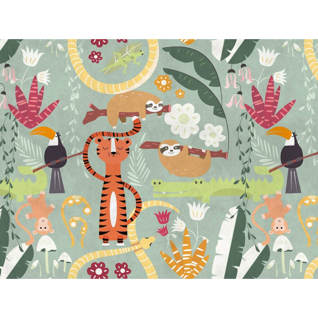 Livingwalls Fototapete Tiere orange bunt grün B/L: ca. 280x371 cm