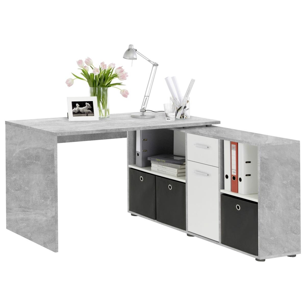 Schreibtisch  Beton Optik weiß B/H/T: ca. 136x74x66,5 cm