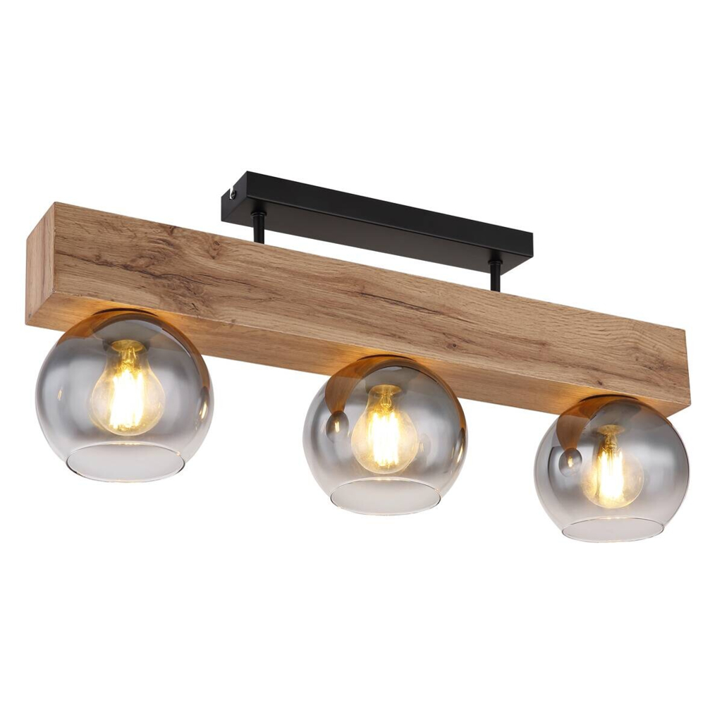 GLOBO Wandleuchte schwarz Rauch Metall Glas B/H/T: ca. 15x28x65 cm E27 3 Brennstellen