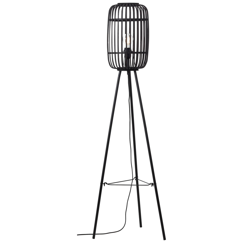 Brilliant Stehlampe Woodrow 94977/76 natur schwarz Holz Metall B/H/T: ca. 45x130x45 cm E27 1 Brennstellen