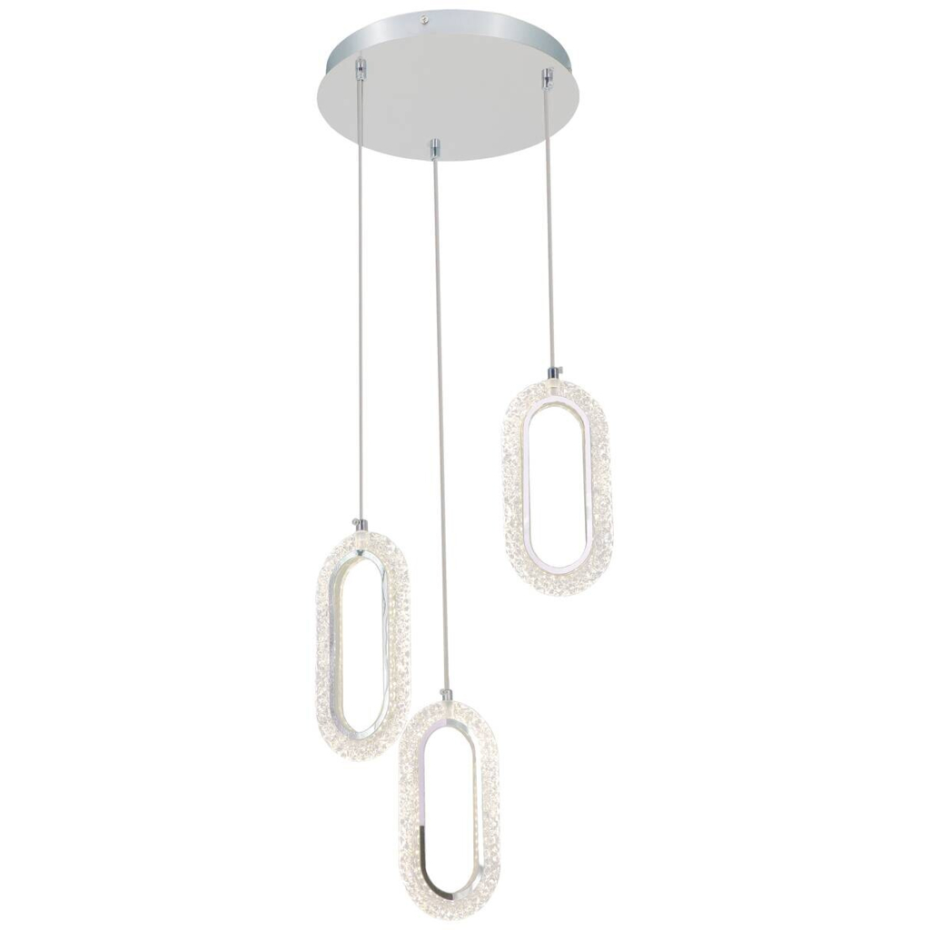 POCOline LED-Pendelleuchte Alfredo Chrom Metall Acryl B/H/L: ca. 30x143x30 cm