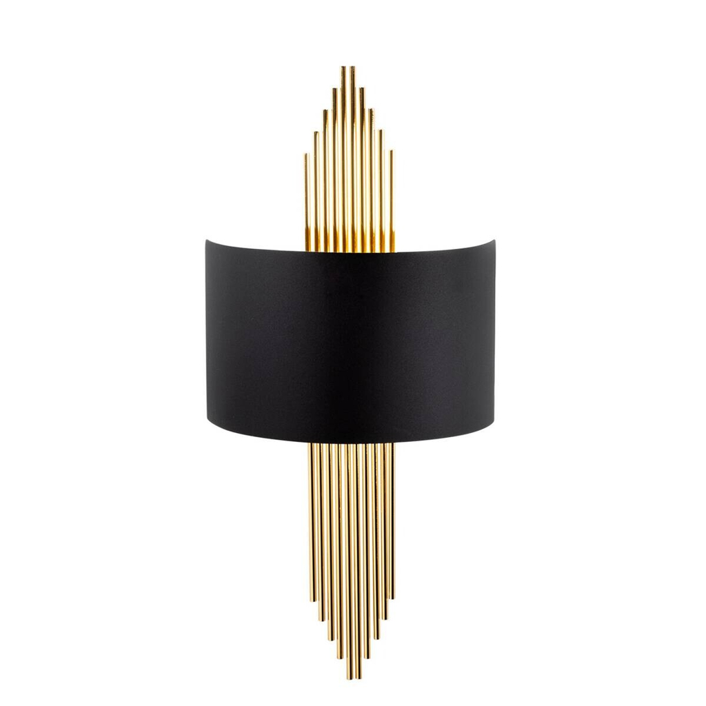 Opviq Wandleuchte Ringel gold schwarz Metall B/H/T/L: ca. 10x22x10x75 cm E27 1 Brennstellen