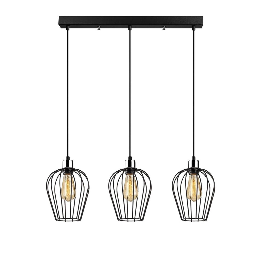 Opviq Pendelleuchte Tel schwarz Eisen B/H/T/L/D: ca. 20x115x20x70x22 cm E27 3 Brennstellen