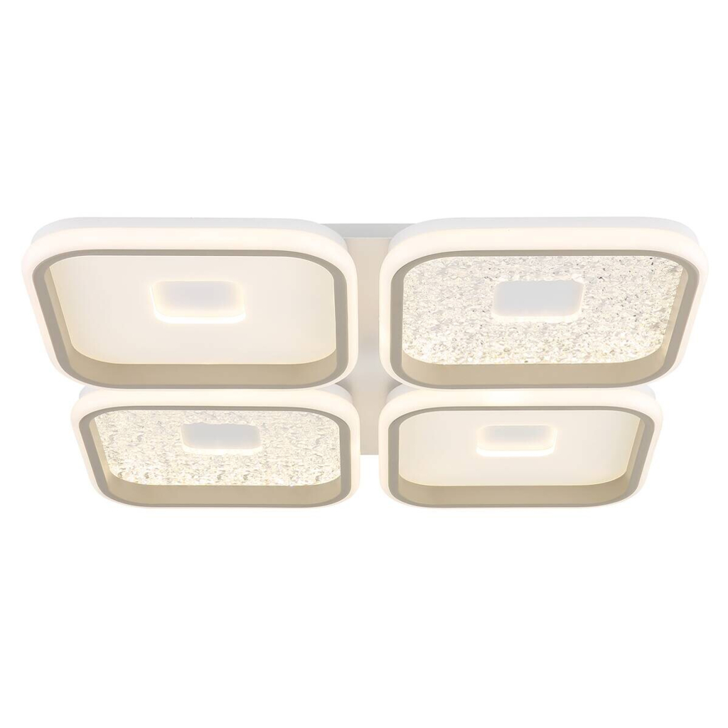 GLOBO LED-Deckenleuchte weiß Opal sand Metall Kunststoff B/H/L: ca. 54x7,8x54 cm 1 Brennstellen