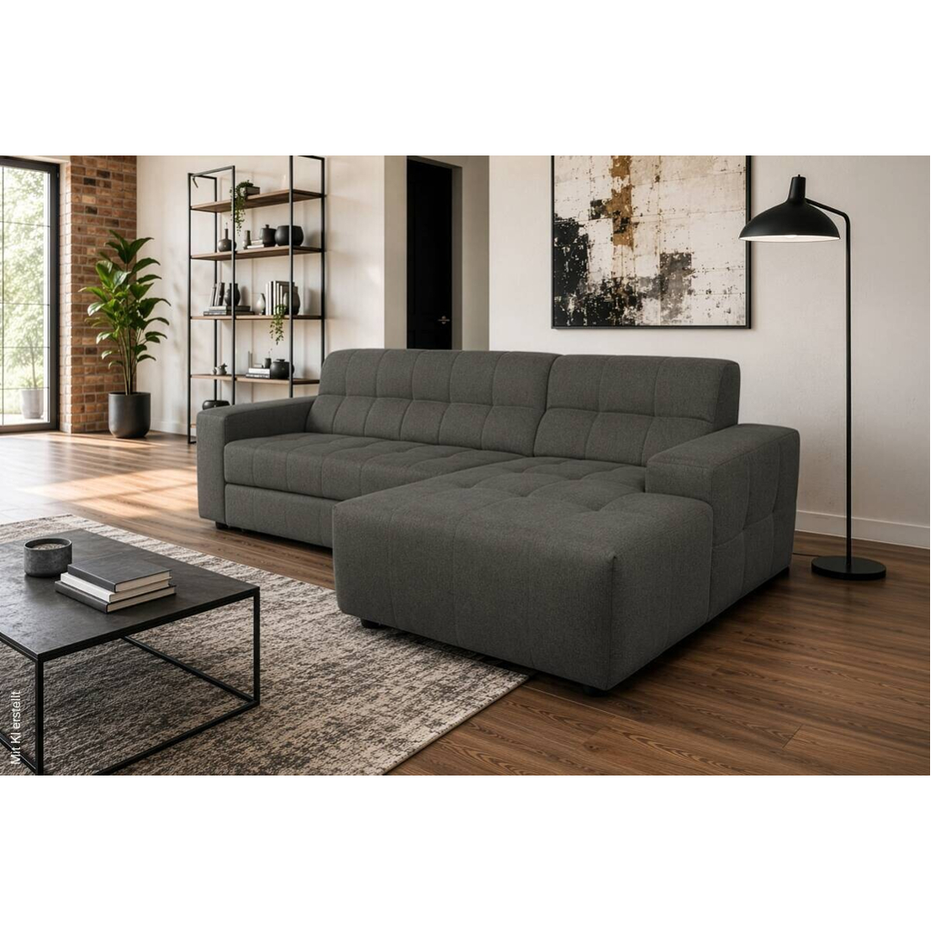 Ecksofa mit Bettfunktion dunkelgrau Flachgewebe B/H/T: ca. 267x93x163 cm