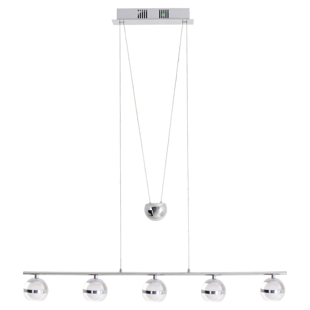 Näve Leuchten Pendelleuchte NV7052342 Chrom Metall Glas B/H/T: ca. 7x150x90 cm 5 Brennstellen