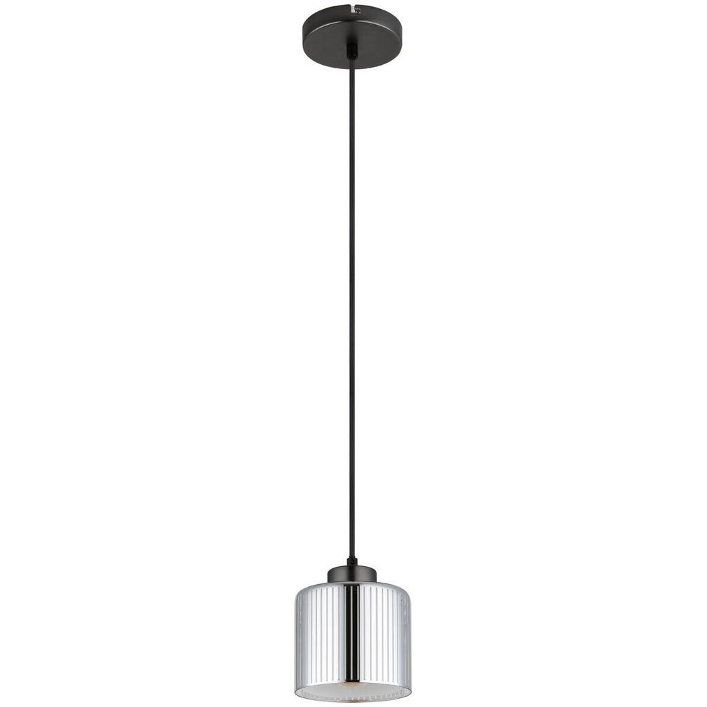 GLOBO Pendelleuchte Metall Glas H/D: ca. 120x14 cm E27 1 Brennstellen
