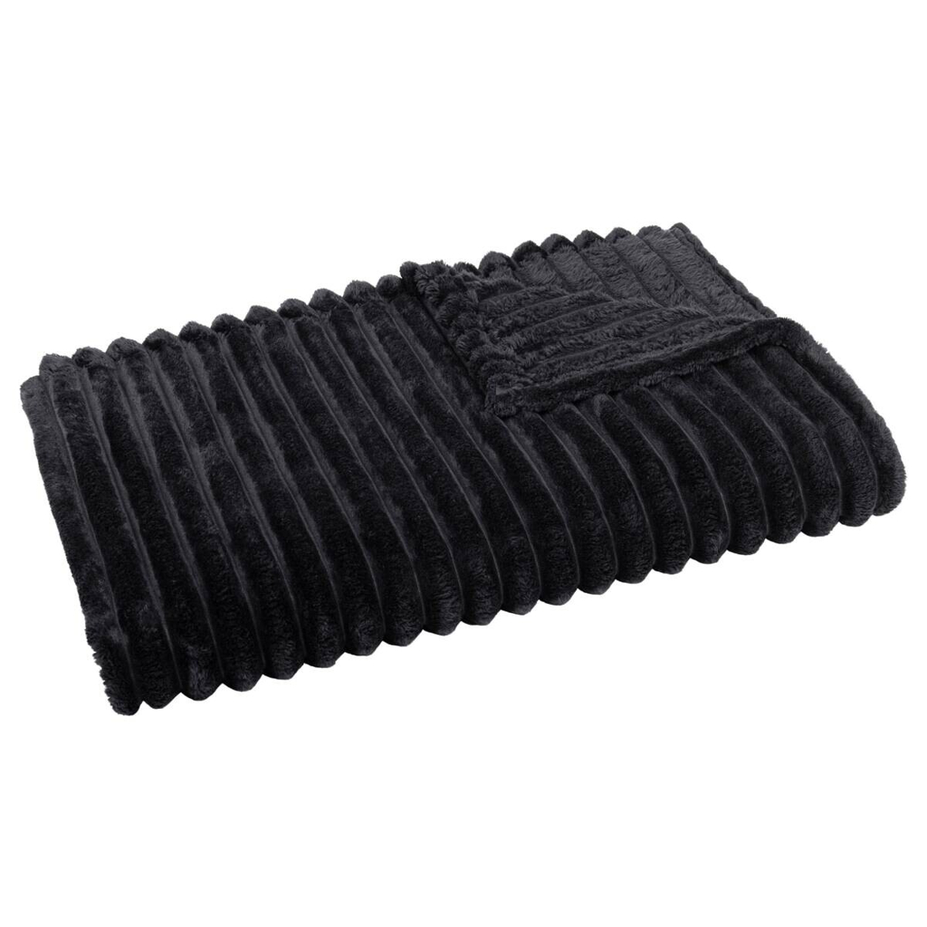 Wohndecke Luxus Flanell schwarz Polyester B/L: ca. 140x200 cm
