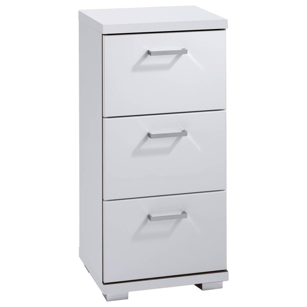 Schrank NEBRASKA weiß weiß Lack Hochglanz silber verchromt B/H/T: ca. 35,5x74x31,5 cm