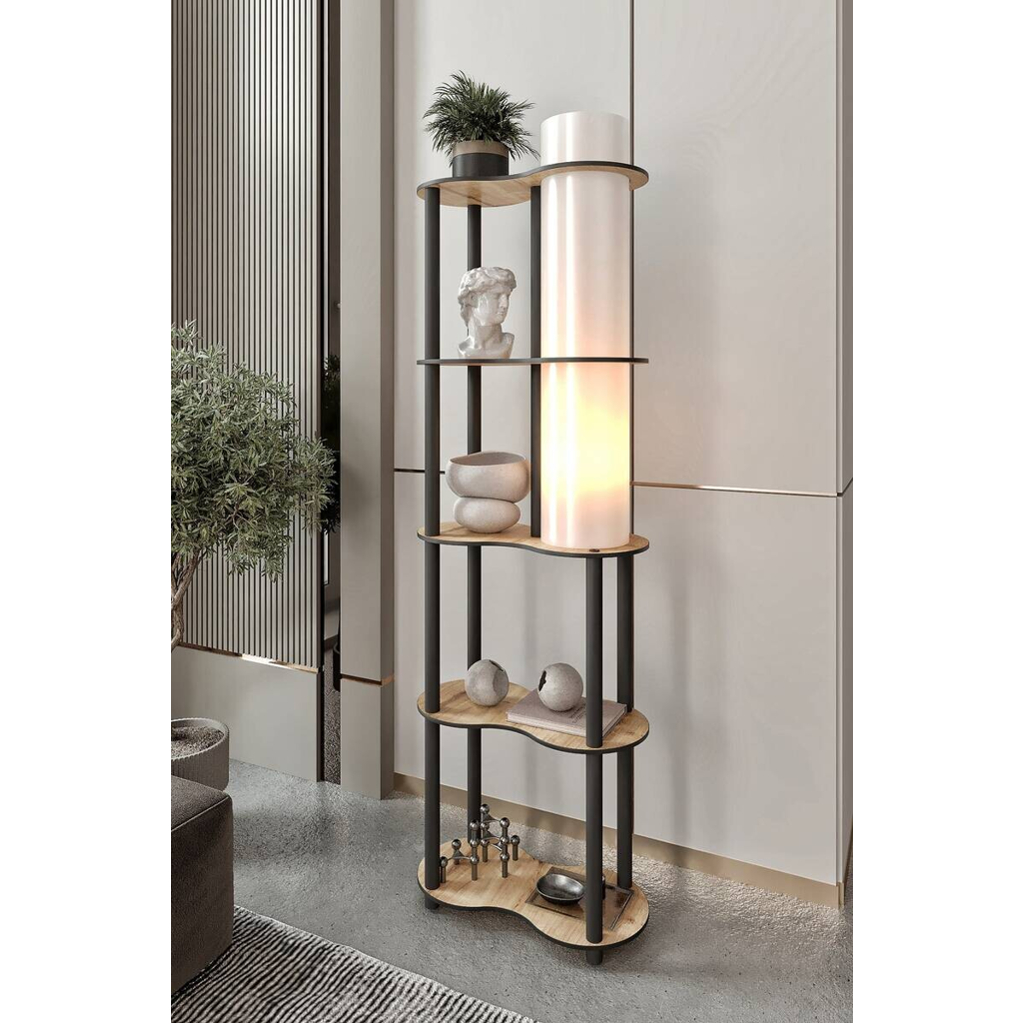 Opviq Stehlampe nussbaum PVC MDF B/H/T/L/D: ca. 17x140x17x17x17 cm E27 1 Brennstellen