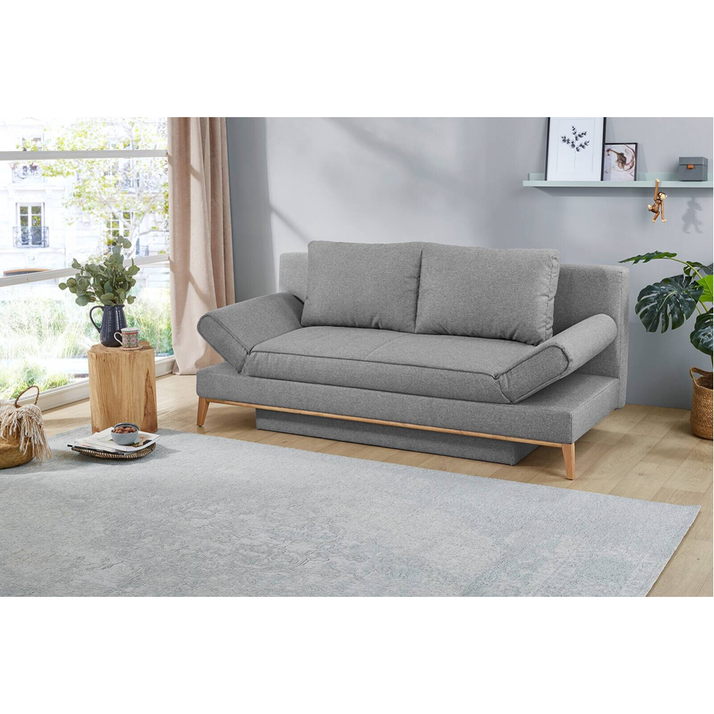 Schlafsofa  grau Microfaser B/H/T: ca. 198x87x92 cm