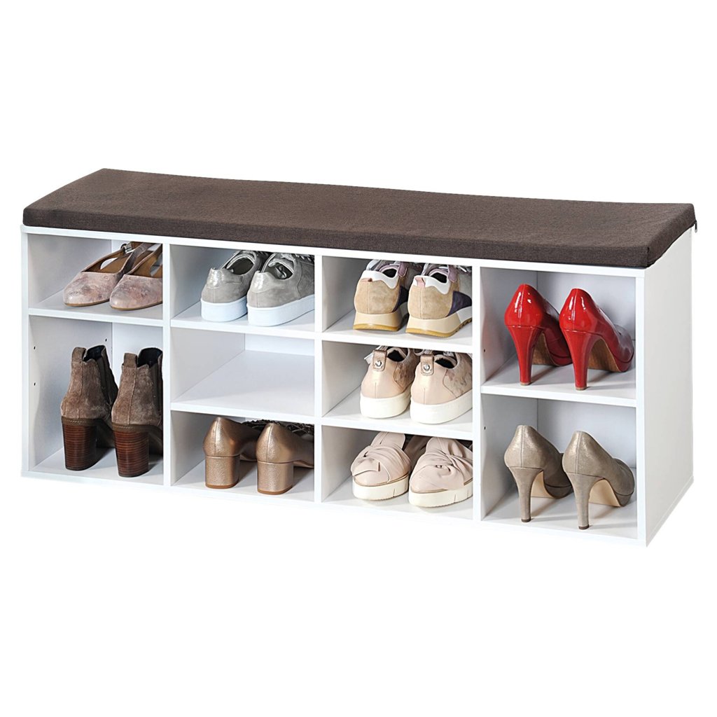 Kesper Schuhschrank mit Sitzkissen weiß Spanplatte B/H/L: ca. 29,5x48x103,5 cm