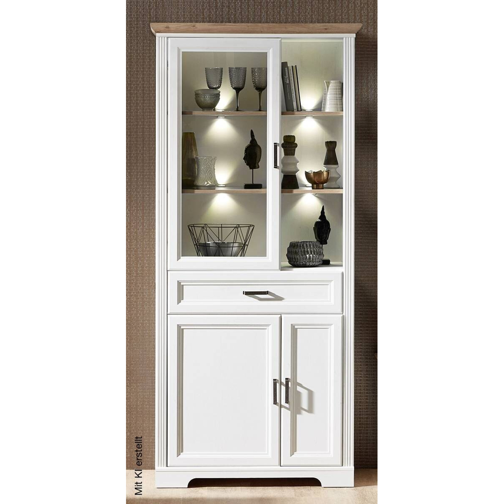 Standvitrine Jasmin Eiche Sonoma Nachbildung Pinie Nachbildung B/H/T: ca. 93x204x42 cm