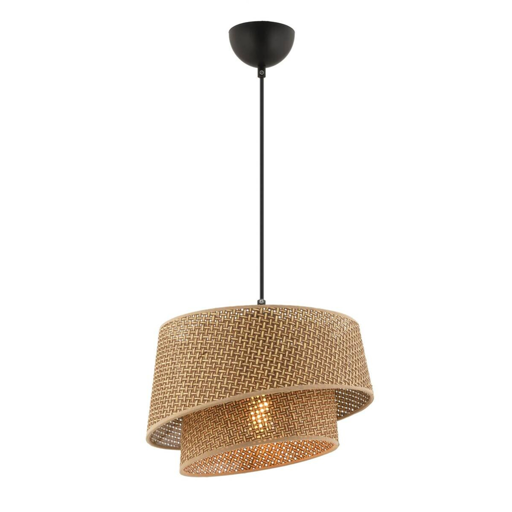Opviq Pendelleuchte Barette beige Metall Stoff B/H/L: ca. 32x65x32 cm E27 1 Brennstellen