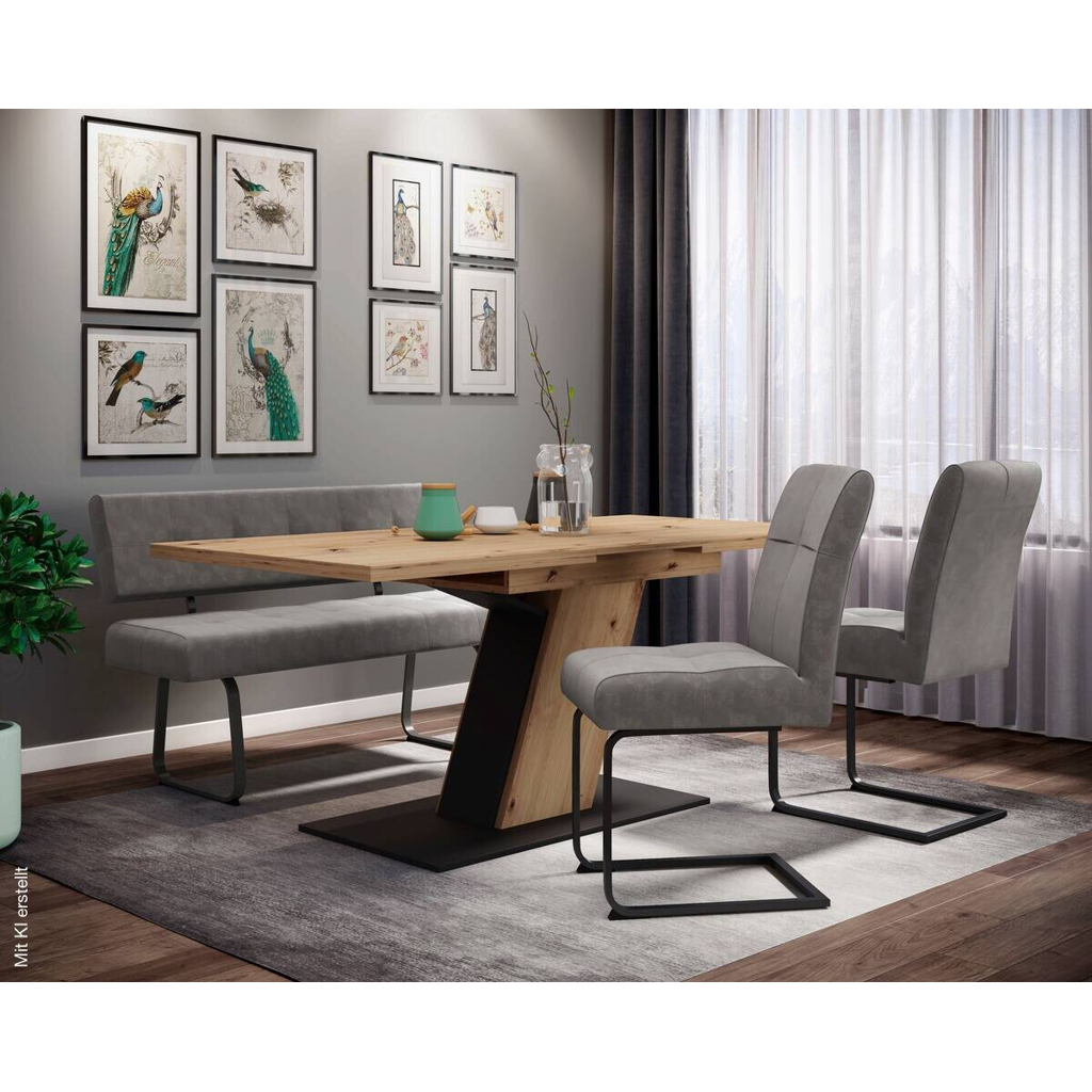 Essgruppe Luise grau Eiche Microfaser B/H/T: ca. 180x76x90 cm