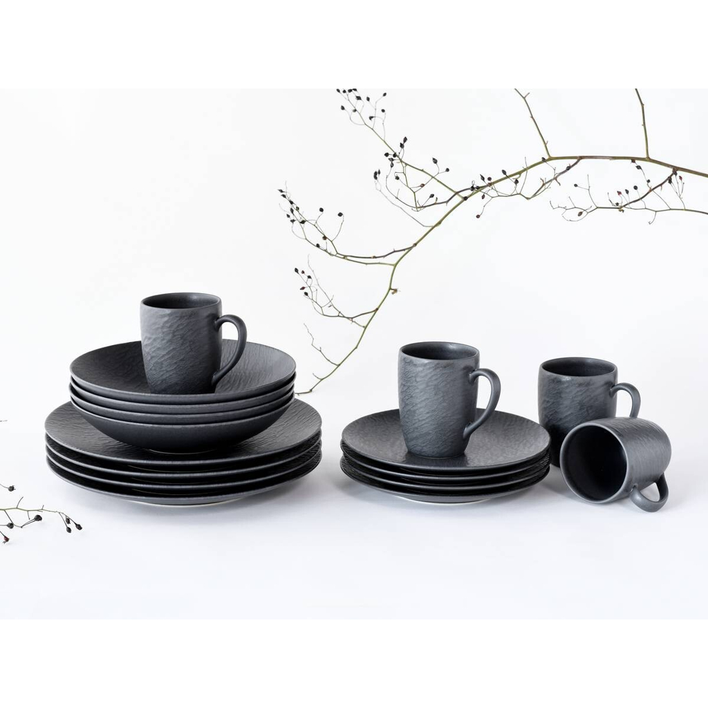 CreaTable Kaffeebecherset Rondo Schiefer schwarz Steinzeug